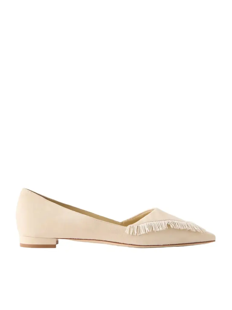 Manolo Blahnik Paletotflat Fringed Suede Ballet Flats
