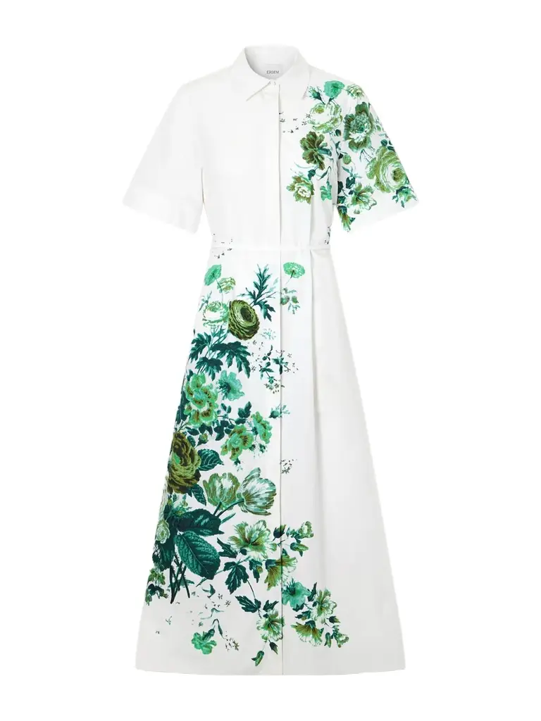 Erdem Floral-print Cotton-poplin Midi Shirt Dress