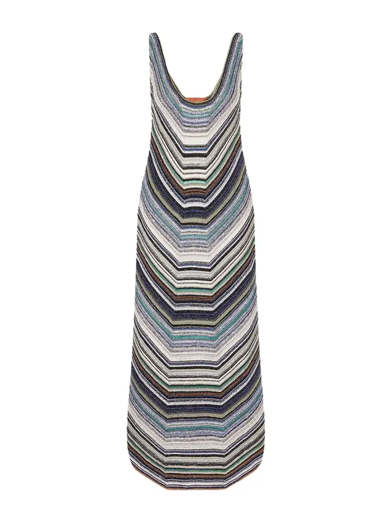 Missoni Striped Metallic Crochet-knit Midi Dress