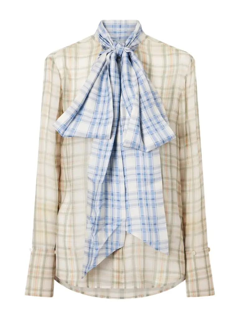 Acne Studios Serena Checked Silk-chiffon Shirt