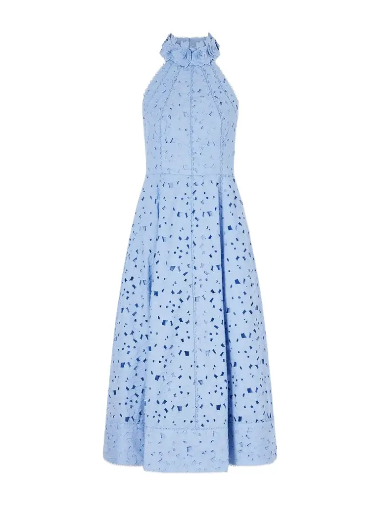 Rebecca Vallance Nuvola Appliquéd Broderie Anglaise Cotton Halterneck Midi Dress