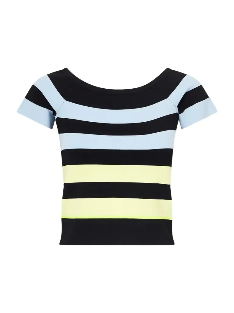 Christopher John Rogers Off-shoulder Striped Jersey Top