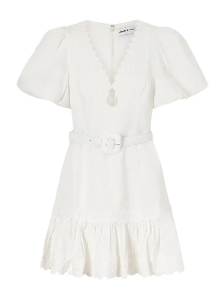 Rebecca Vallance Kahlia Ruffled Scalloped Linen-blend Mini Dress
