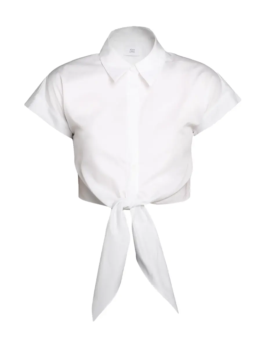 Adam Lippes Mila Cropped Cotton Tie-Front Top