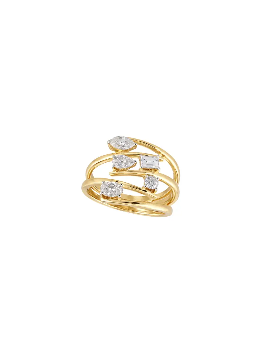Wish Fine Jewelry 0.488ct Diamond 14K Gold Row Ring