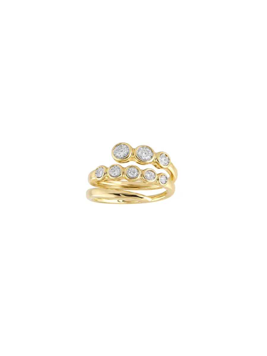 Wish Fine Jewelry 0.504ct Diamond 14K Gold Bypass Ring