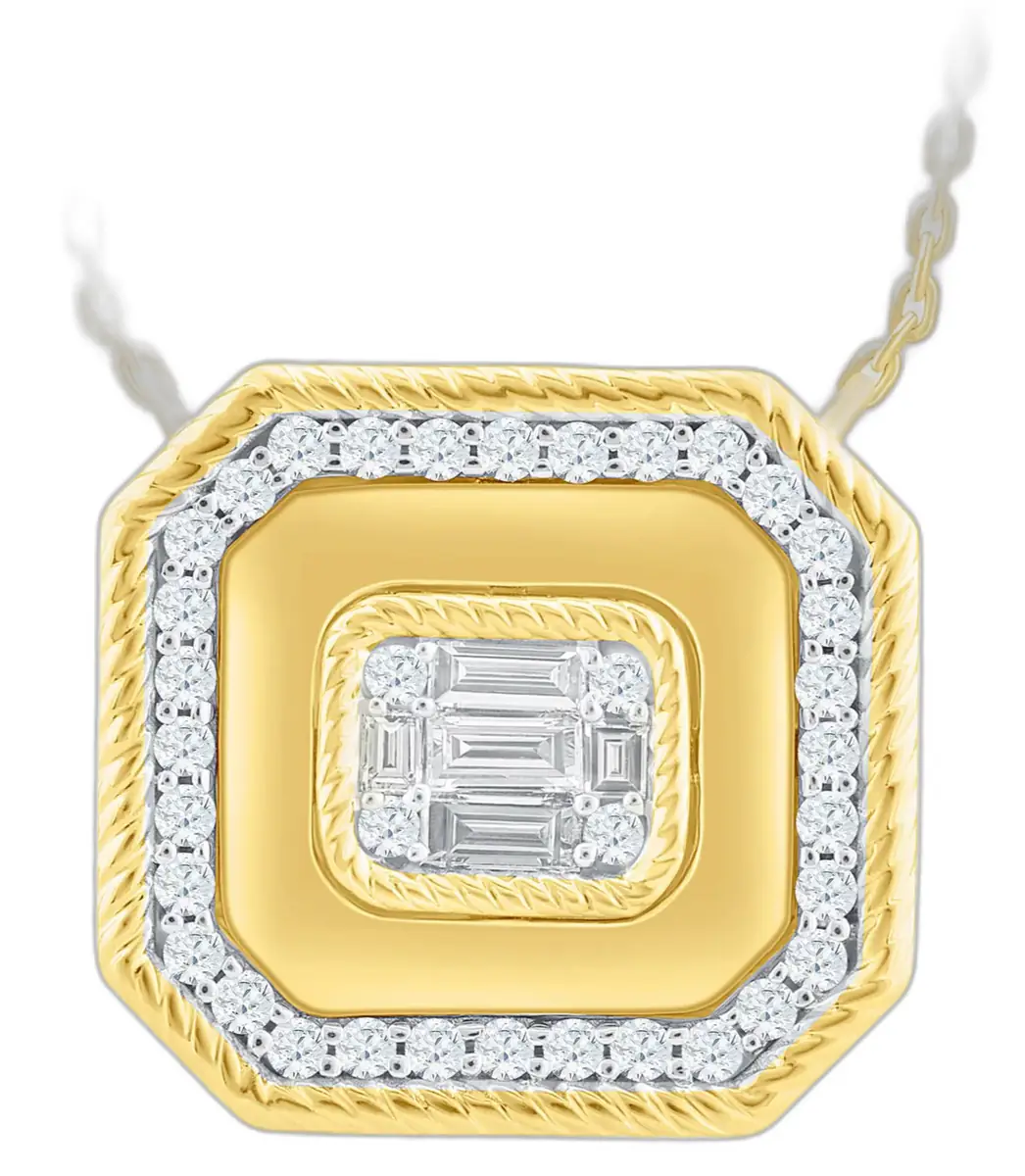 Wish Fine Jewelry 0.523ct Diamond 14K Gold Halo Pendant Chain Necklace