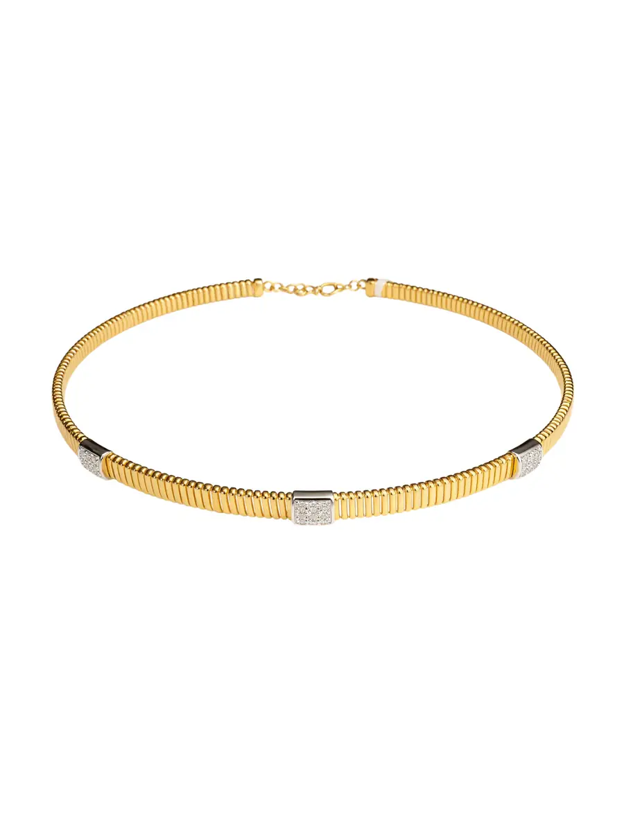 Wish Fine Jewelry 0.55ct Diamond 18K Italian Gold Choker Necklace - Women's Jewelry And Watches