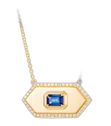 Wish Fine Jewelry 1.001ct Diamond Sapphire 14K Gold Medal Necklace