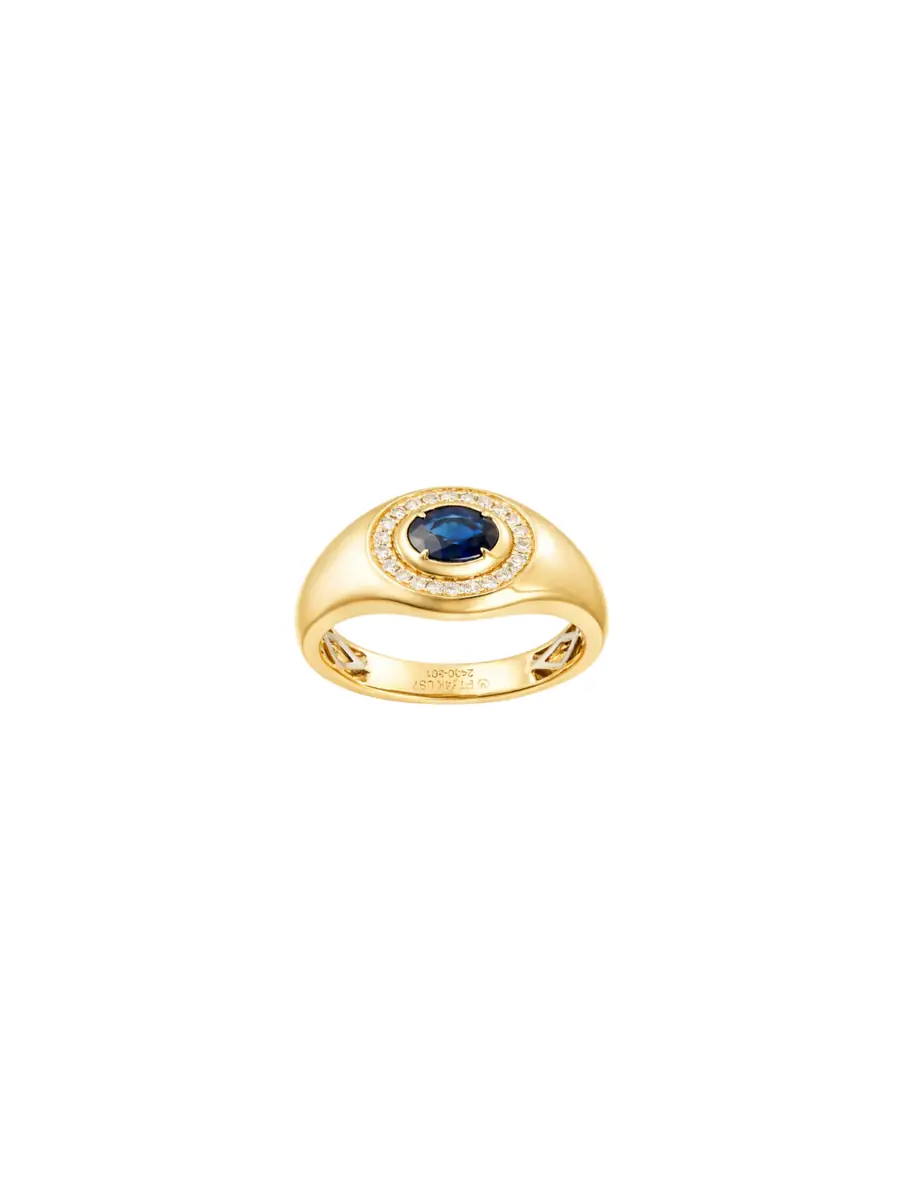 Wish Fine Jewelry 1.031ct Diamond Sapphire 14K Gold Cocktail Ring