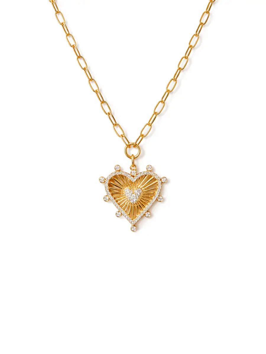 Wish Fine Jewelry 1.10ct Diamond 14K Gold Fluted Heart Paperclip Necklace