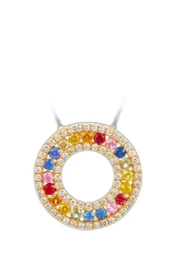 Wish Fine Jewelry 1.321ct Diamond Multi Gems 14K Gold Pendant Necklace