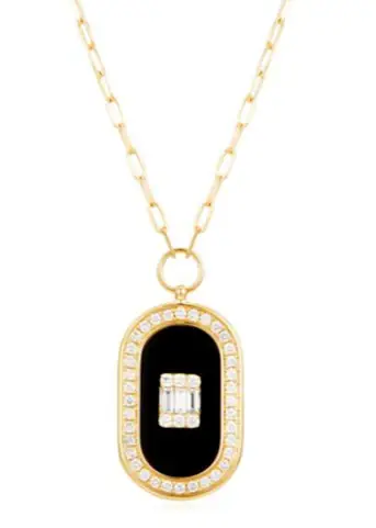Wish Fine Jewelry 2.701ct Diamond Onyx 14K Gold Drop Necklace