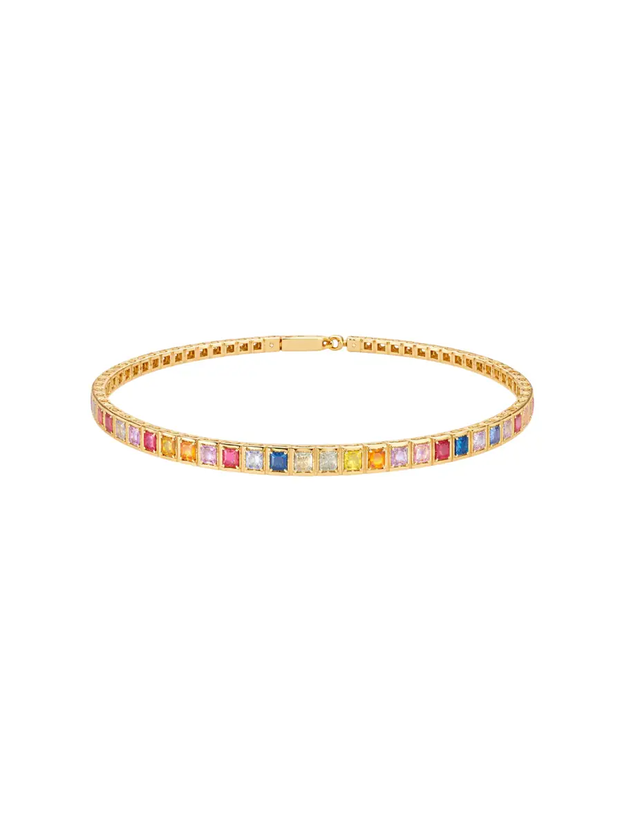 Wish Fine Jewelry 2.71ct Multi Stones 14K Gold Bangle Bracelet