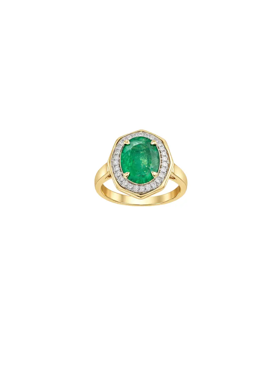 Wish Fine Jewelry 3.004ct Diamond Emerald 14K Gold Cocktail Ring - Women's Jewelry And Watches
