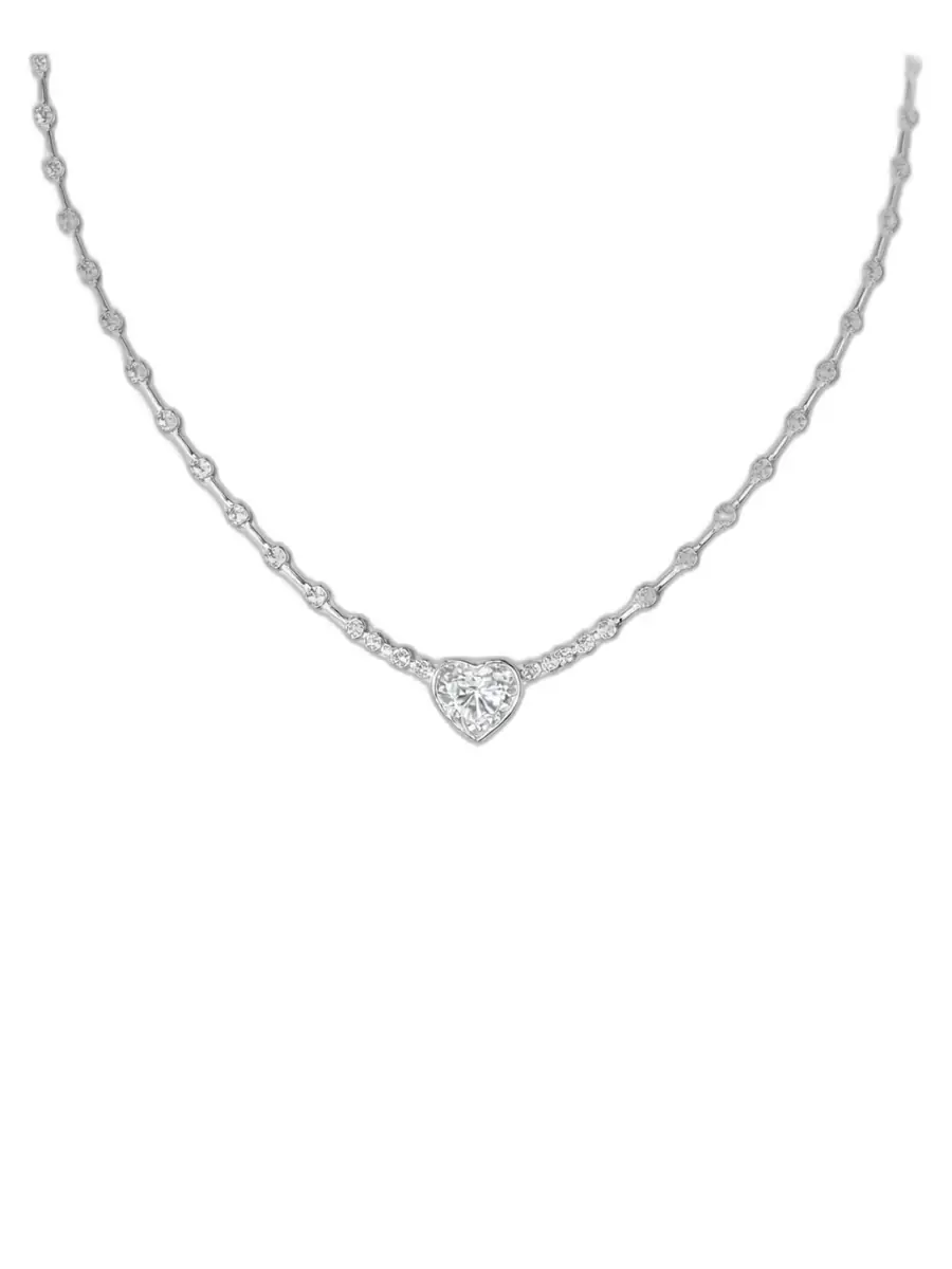 Wish Fine Jewelry 3.11ct Diamond 18K Gold Heart Solitaire Necklace