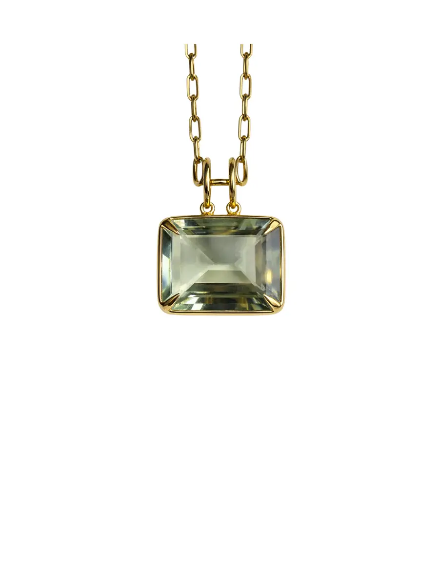 Wish Fine Jewelry 39.85cts Green Amethyst 18K Gold Pendant - Women's Jewelry And Watches