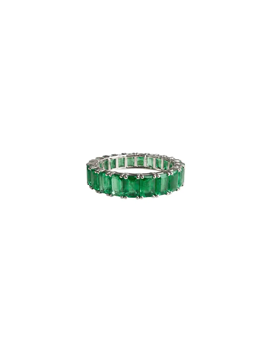 Wish Fine Jewelry 5.80ct Emerald 18K Gold Eternity Ring