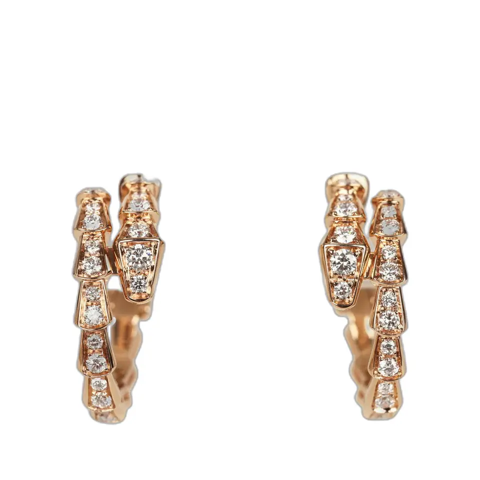 BVLGARI Bvlgari Serpenti Viper Earrings 18K Rose Gold Hardware & Diamonds - Women's Jewelry And Watches