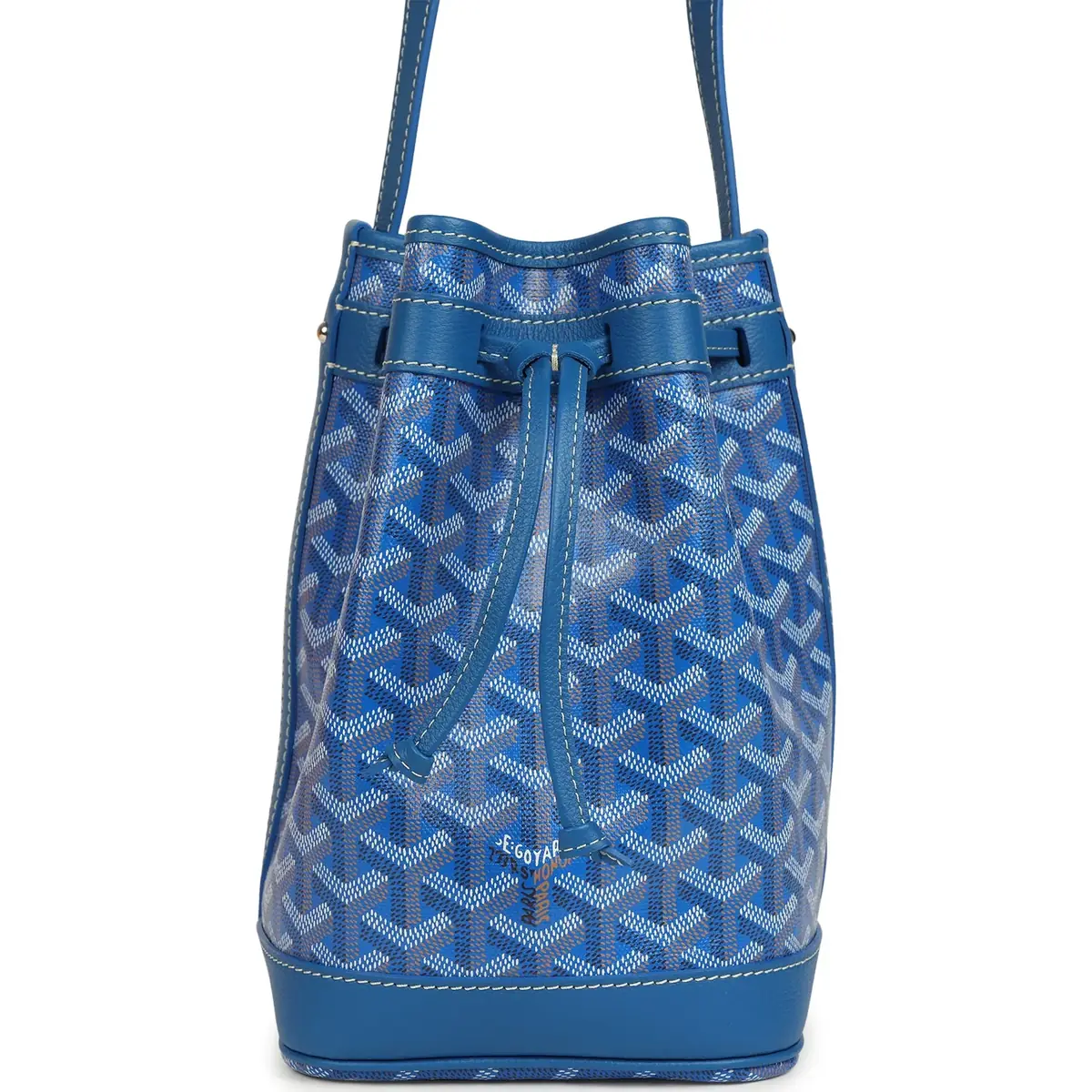 goyard Goyard Goyardine Canvas Sky Blue Petit Flot Bucket Bag PM Palladium Hardware - Women's Bags
