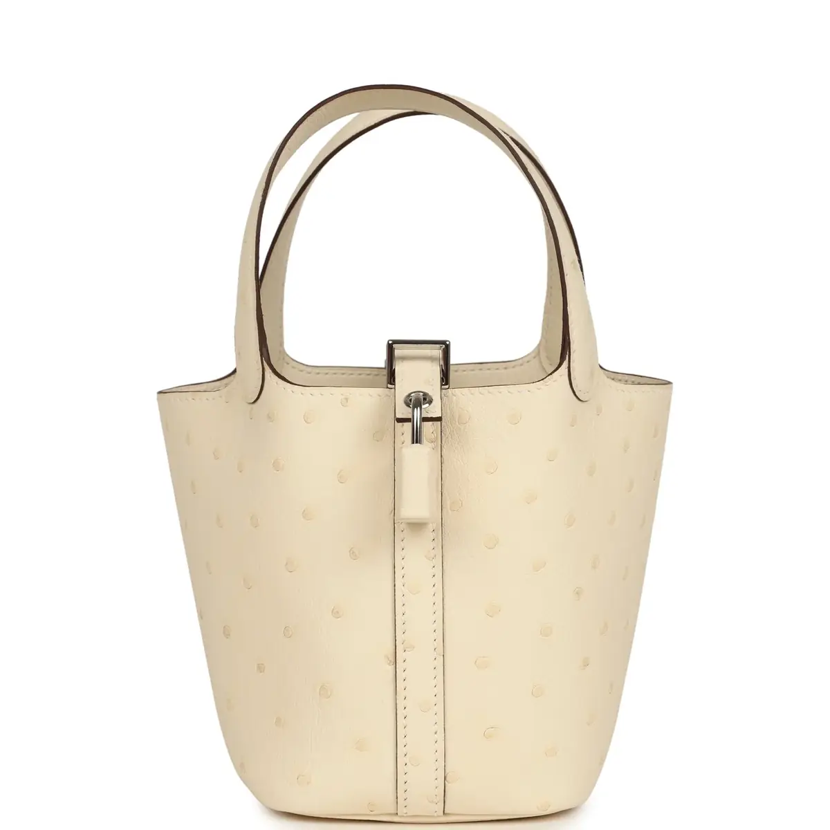 hermes Hermes Micro Picotin Lock 14 Nata Ostrich Palladium Hardware - Women's Bags
