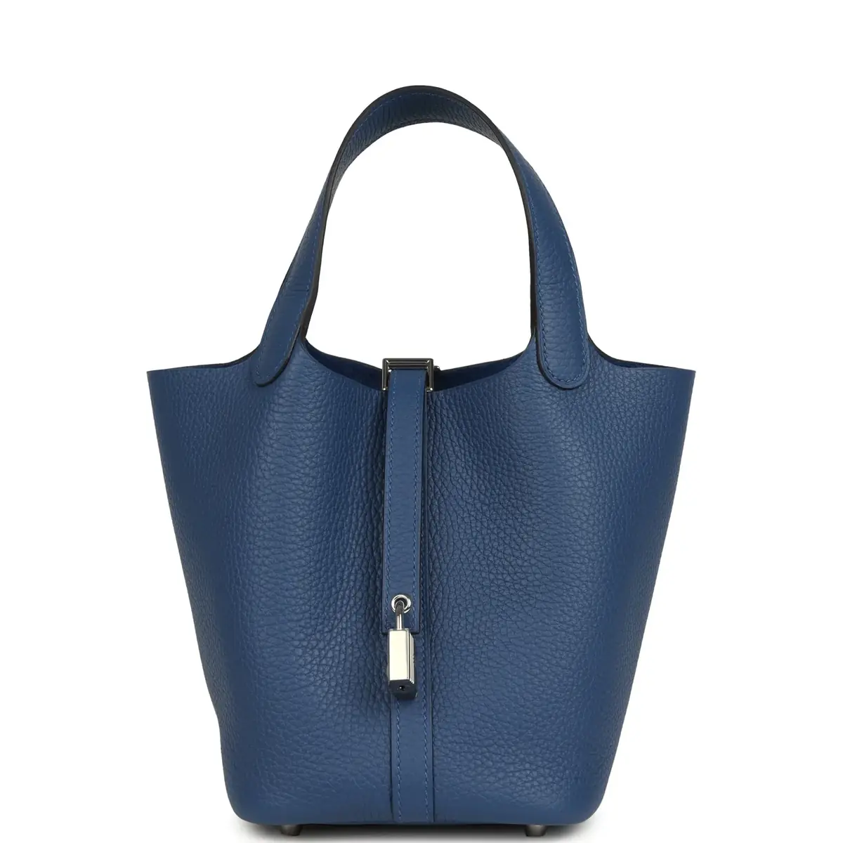 hermes Hermes Picotin Lock 18 Bleu Tie Clemence Palladium Hardware - Women's Bags