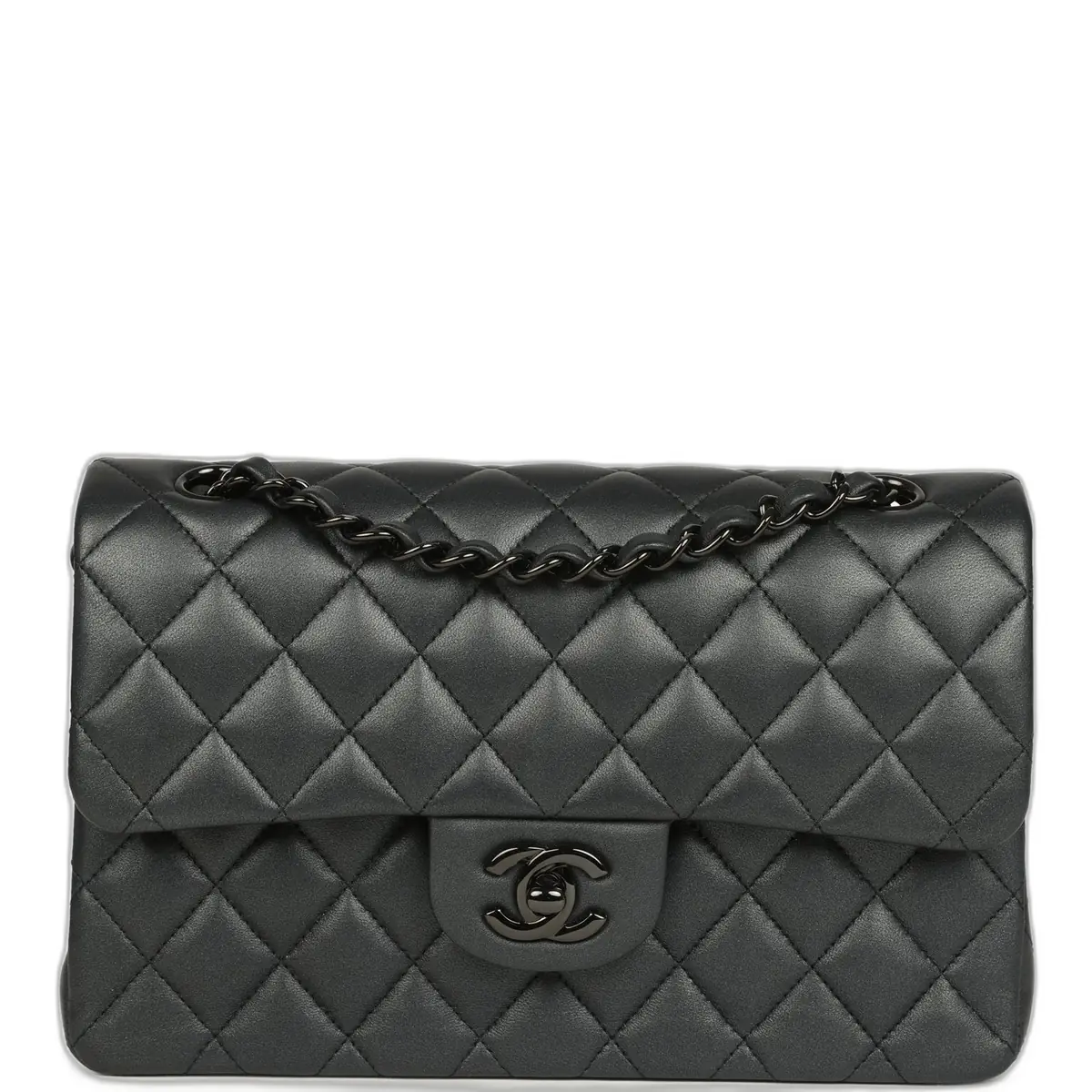 Chanel Pre-owned Chanel Small Classic Double Flap Bag So Black Iridescent Lambskin Black Hardware - Women's Bags