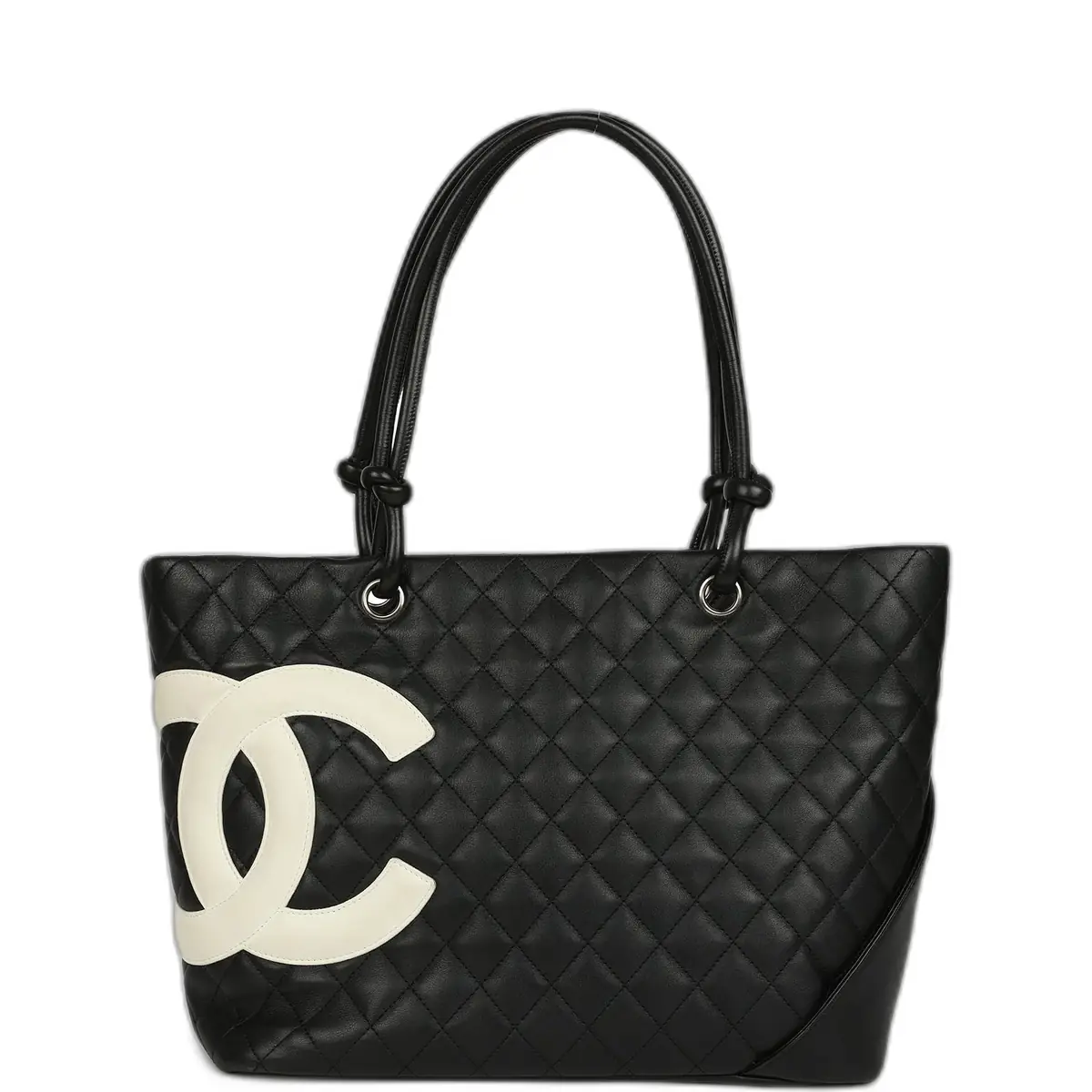 Chanel Vintage Chanel Large Cambon Ligne Tote Black Calfskin Silver Hardware