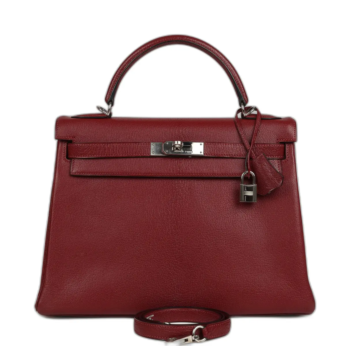 hermes Vintage Hermes Kelly Retourne 32 Rouge H Chevre Mysore Palladium Hardware - Women's Bags