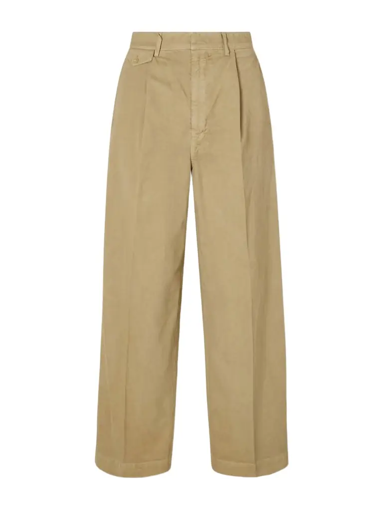 Auralee Garment-dyed Cotton-twill Wide-leg Pants