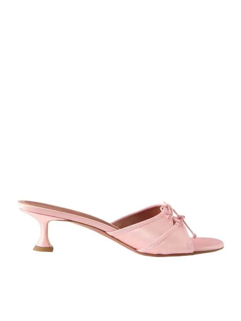Amina Muaddi Eleonora 45mm Satin Open Toe Mule