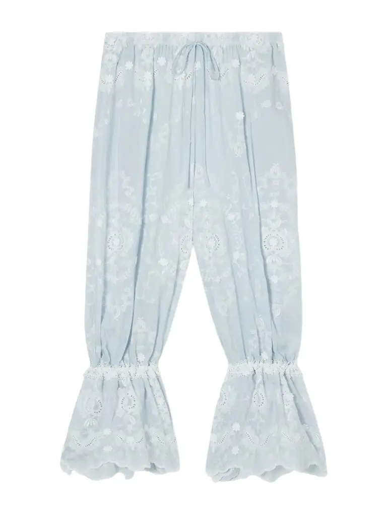 Miguelina Nell Embroidered Silk-blend Balloon Pants