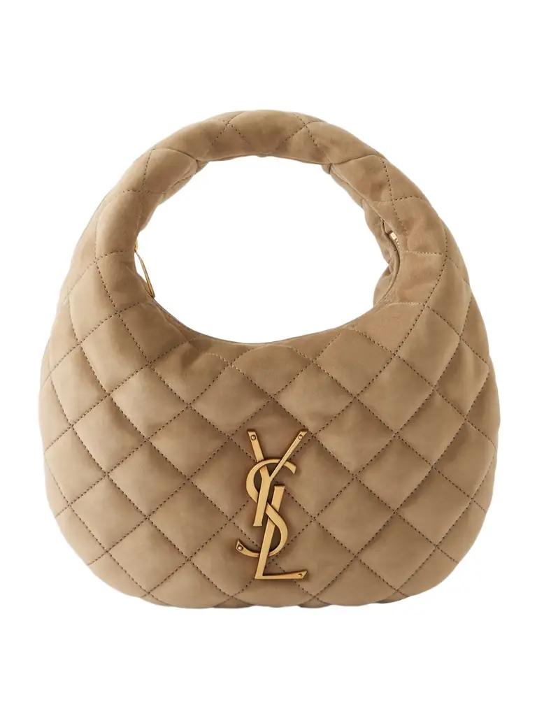 Saint Laurent Icarino Matelassé Suede Shoulder Bag
