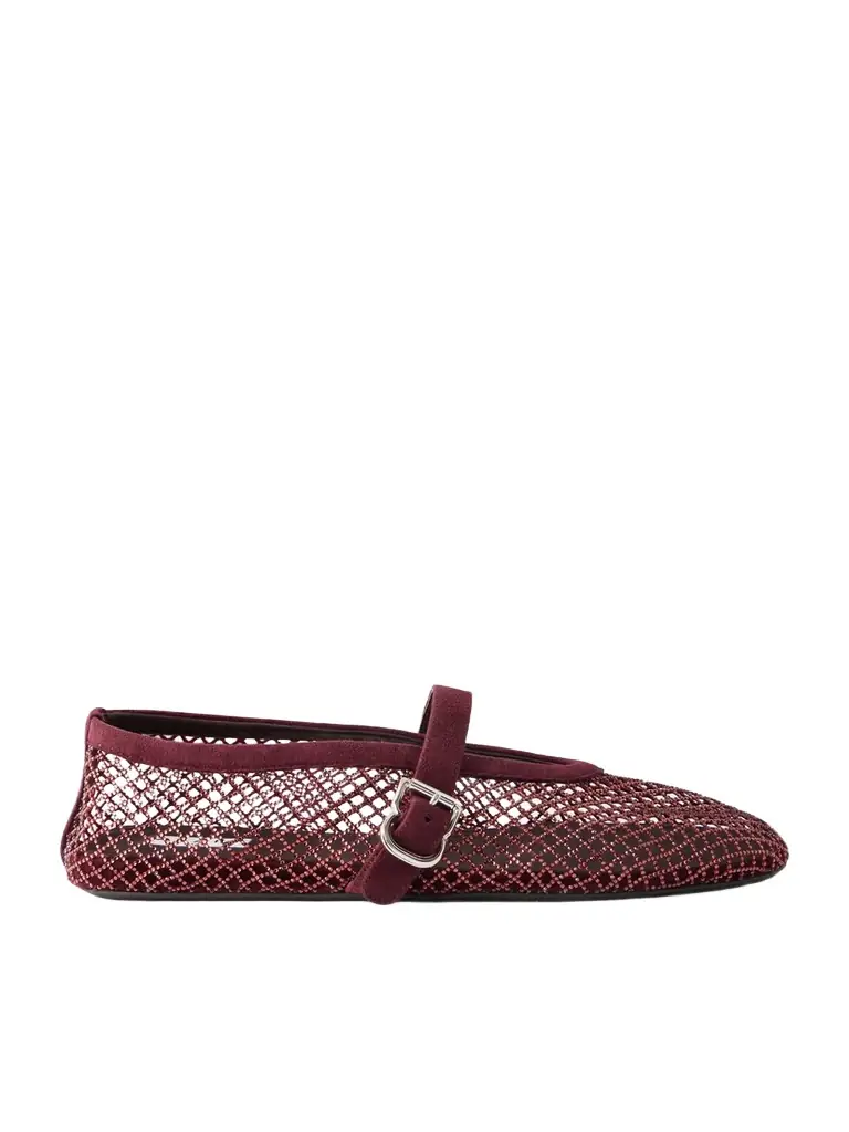 Alaïa Patent Leather-trimmed Mesh Ballet Flats