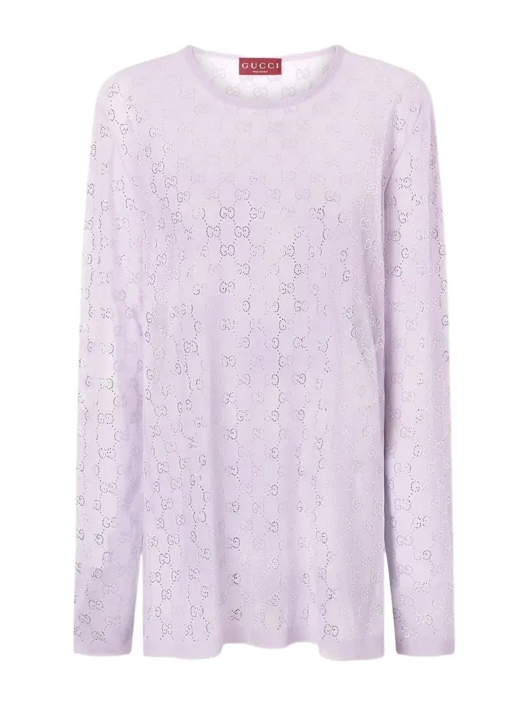 Gucci Crystal-embellished Knitted Silk Sweater