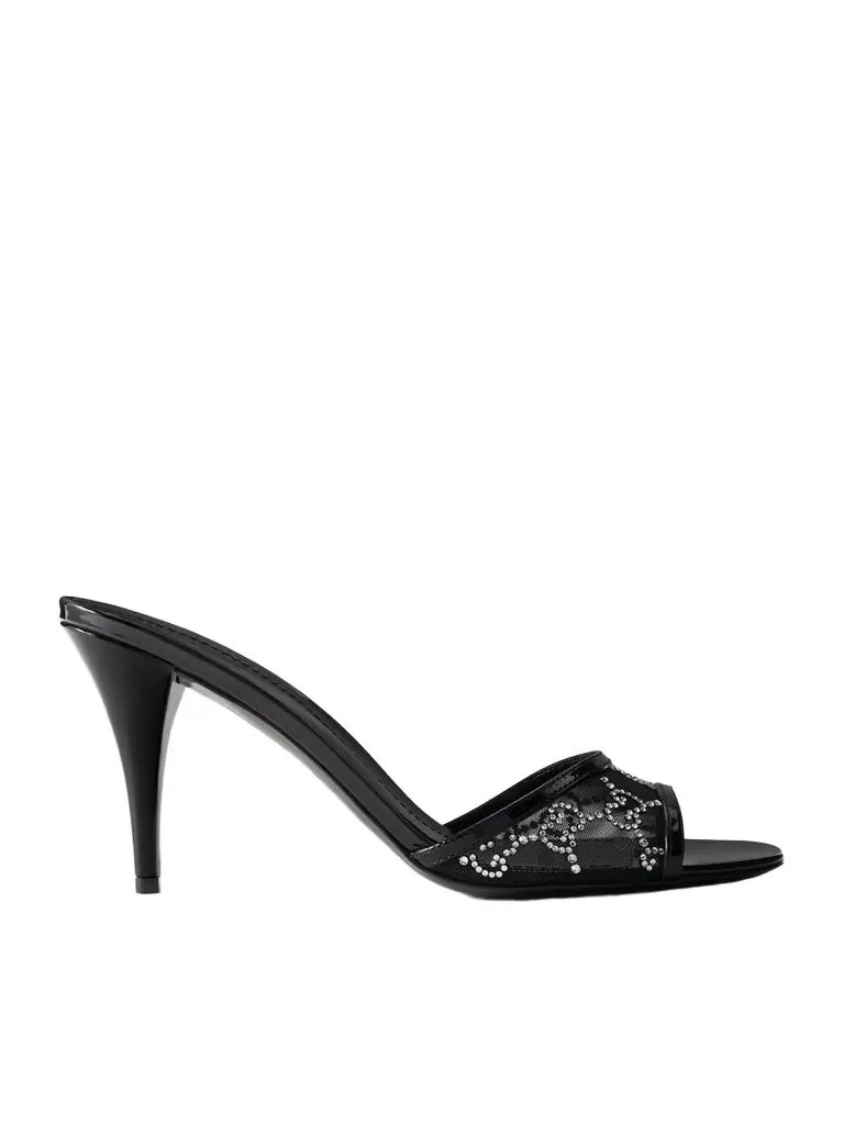 Gucci Crystal-embellished Leather-trimmed Mesh Sandals