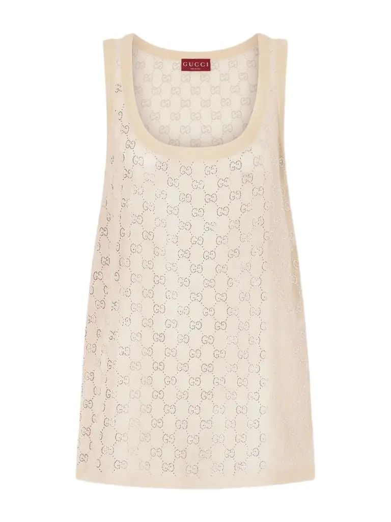 Gucci Crystal-embellished Knitted Silk Top - Women's Clothing