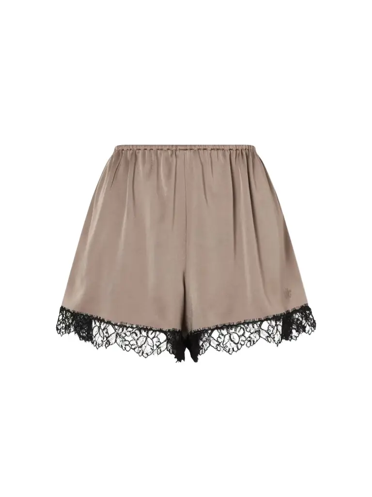 Stella McCartney Lace-trimmed Embroidered Satin Shorts