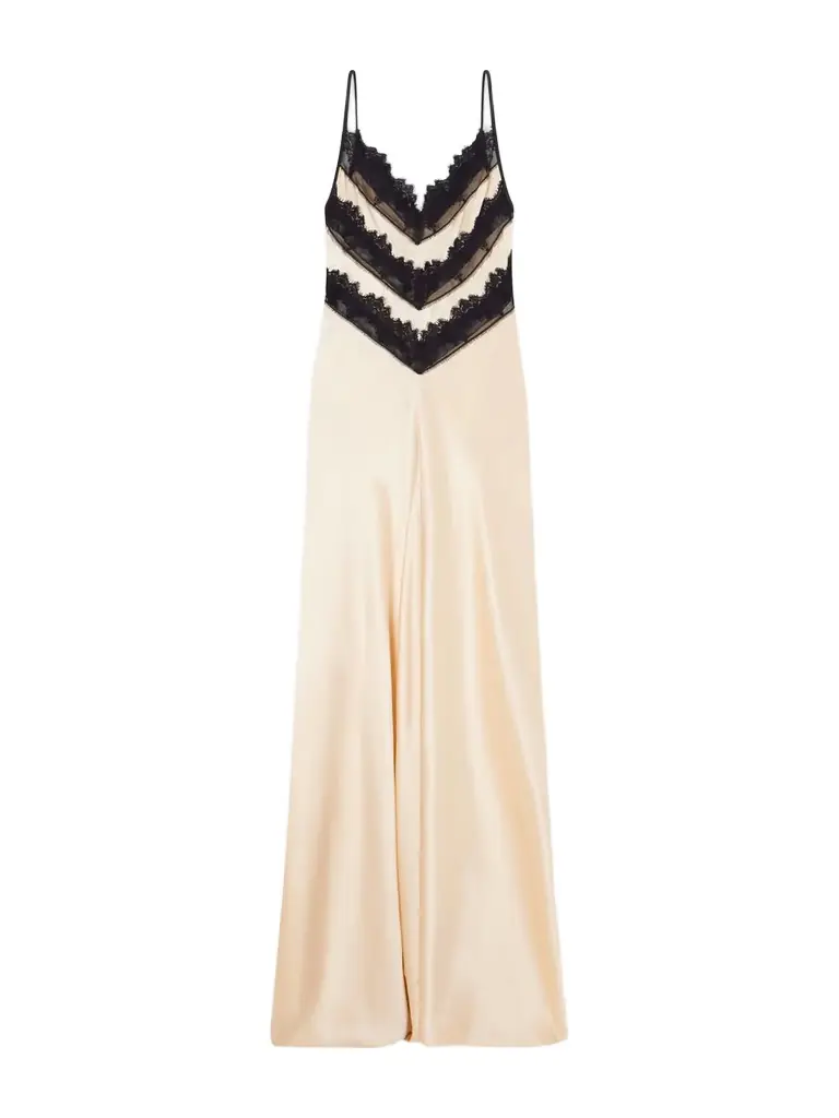 Rodarte Lace-trimmed Silk Gown
