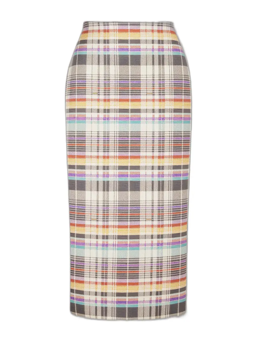Mercer Bonded Checked Wool And Silk-blend Midi Skirt
