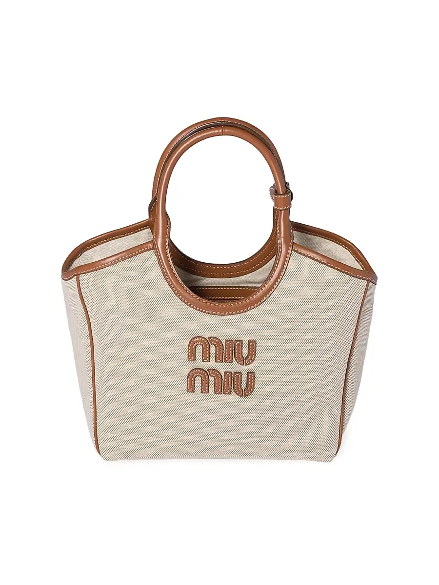 Miu Miu Women's Ivy Canvas Tote Bag - Beige Khaki