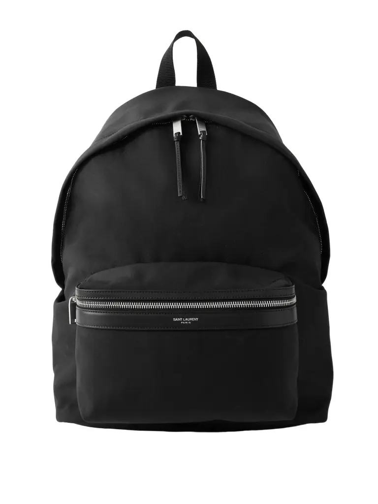 Saint Laurent City Leather-Trimmed Canvas Backpack - Men
