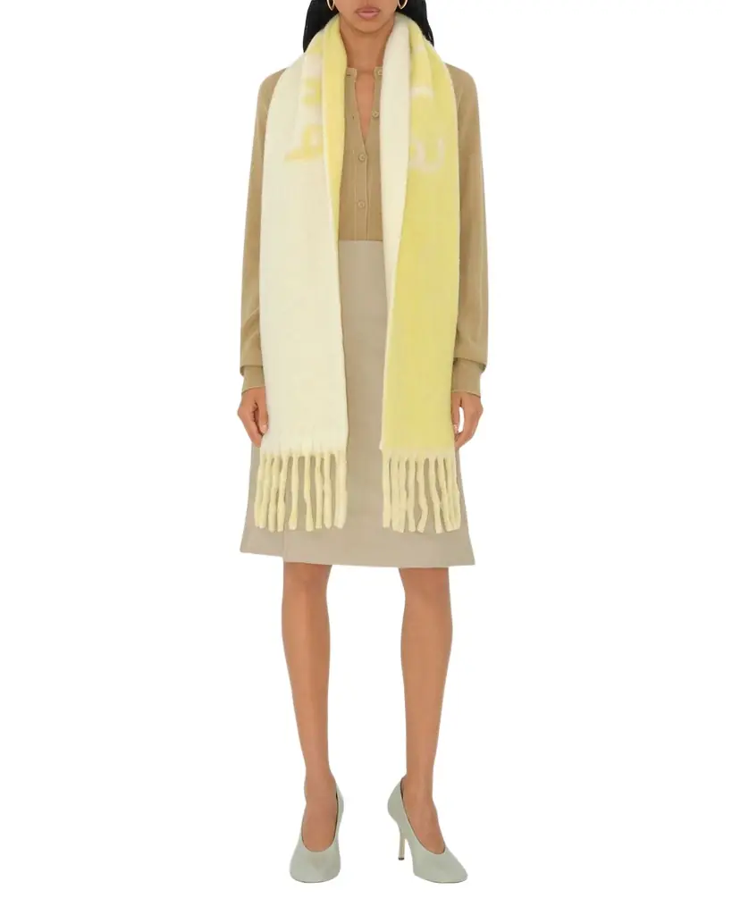 Burberry Reversible Fringe Wool Scarf