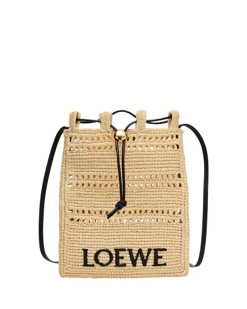 Loewe x Paula's Ibiza Pocket Drawstring Raffia Crossbody Bag