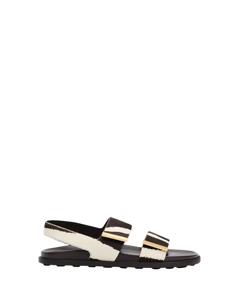 Tod's Zebra-Printed Calf Hair Slingback Sandals