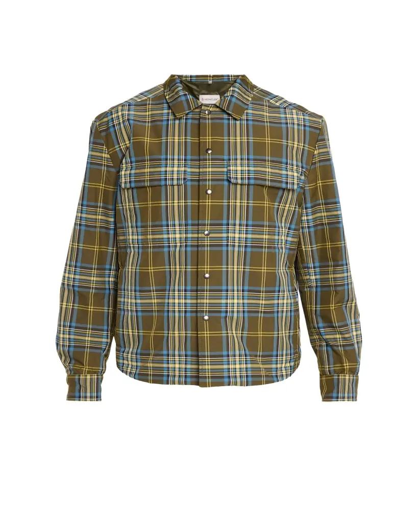 Moncler Men's Monogram Checked Nylon Shirt Jacket