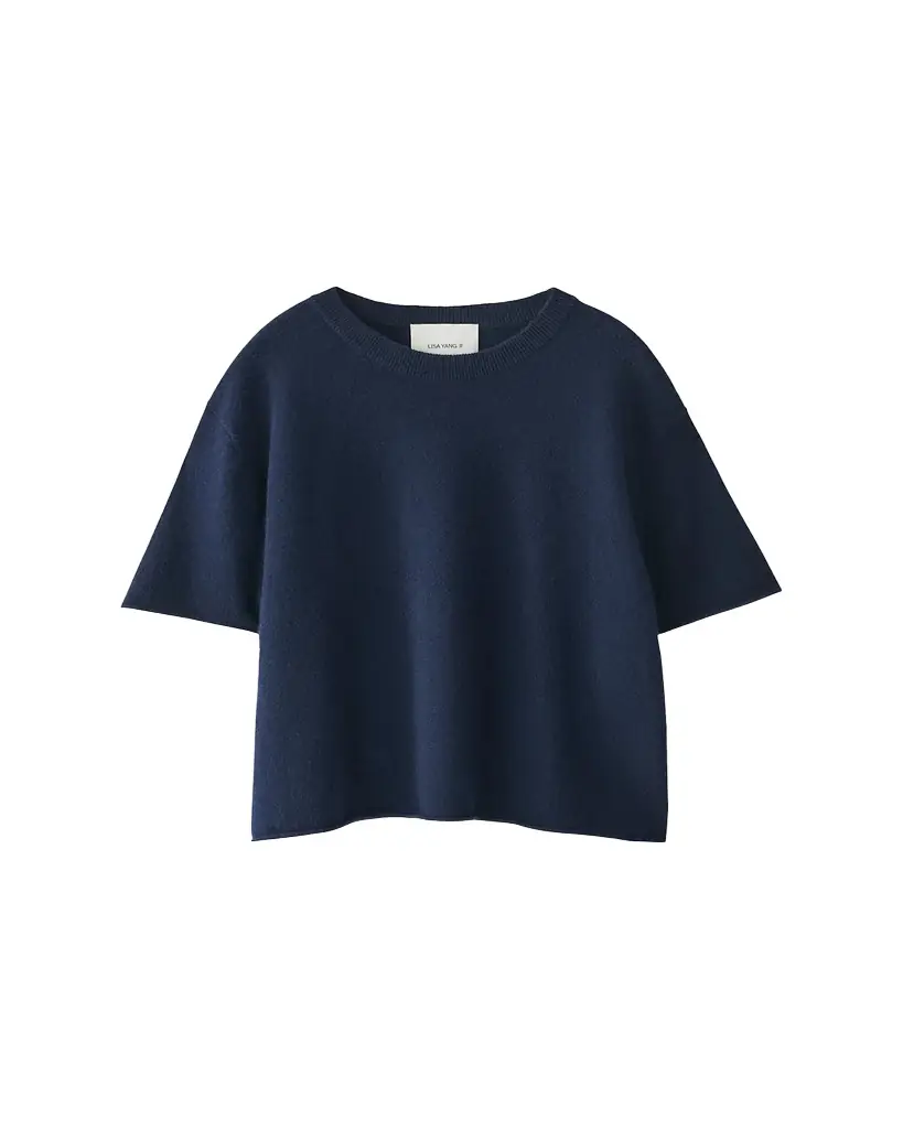 Lisa Yang Cila Cotton-Cashmere Knit Short-Sleeve T-Shirt