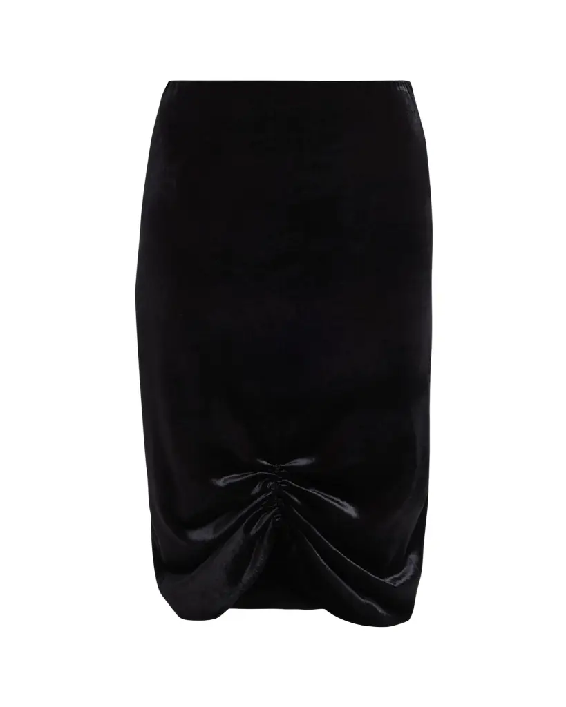Valentino Garavani Ruched Velvety Midi Pencil Skirt