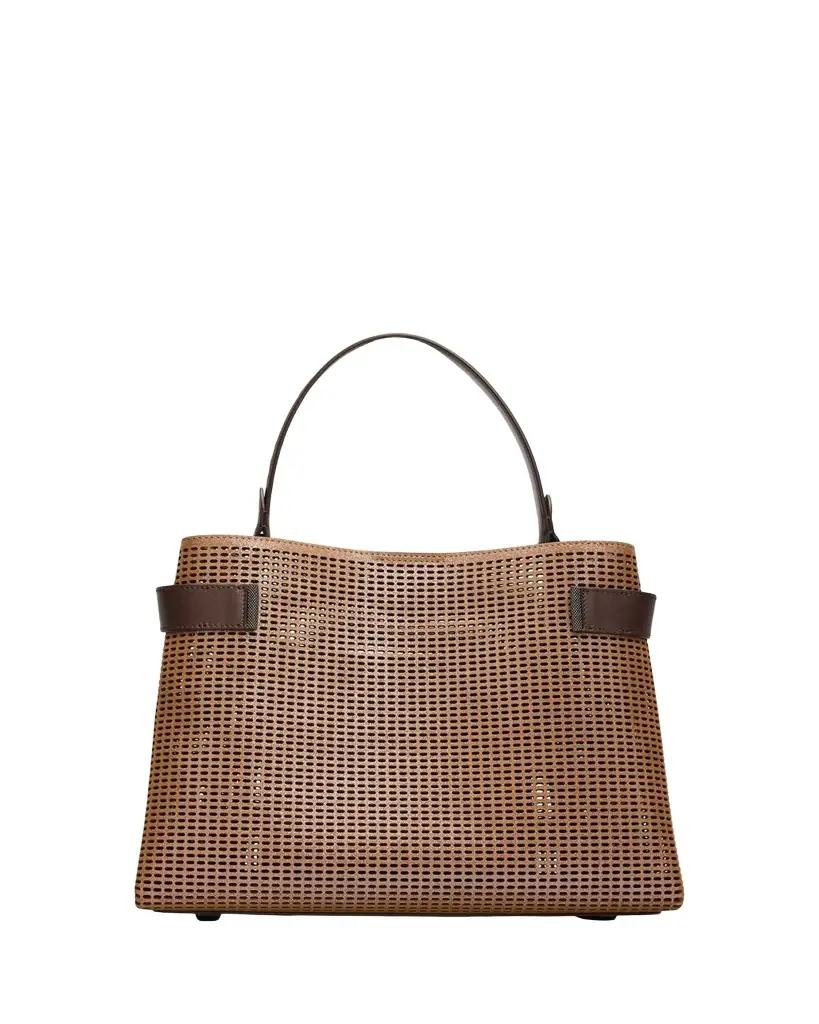 Brunello Cucinelli Essence Sparkling Leather Top-Handle Bag