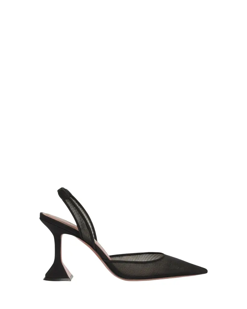 Amina Muaddi Holli Pointed Mesh Slingback Pumps